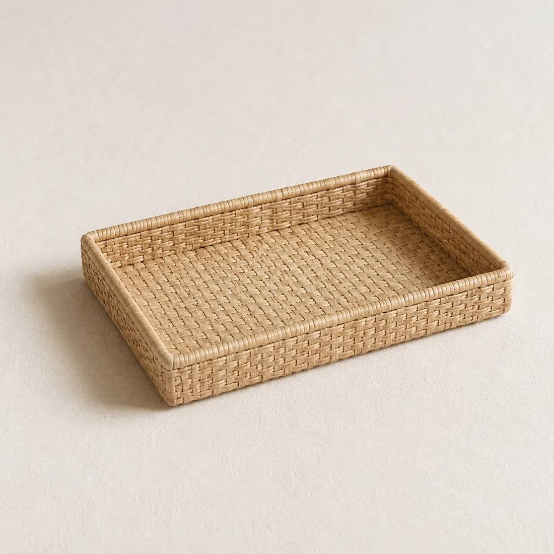 Desk Tray Woven 25×18 — Raffia, shown empty on a plain linen-white background