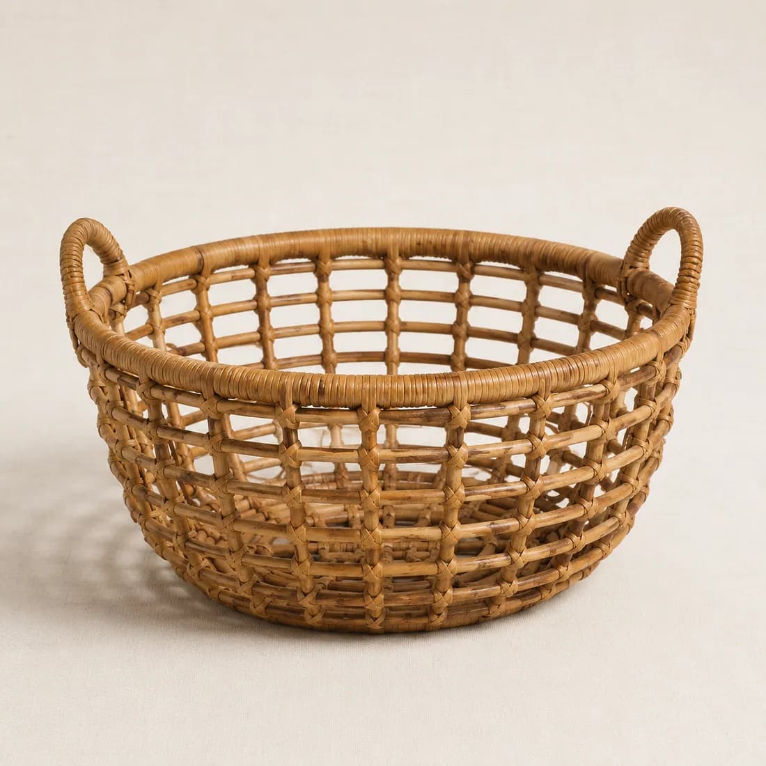 Firewood Basket Ø45 — Rattan — Rattan weave, shown empty on a plain background