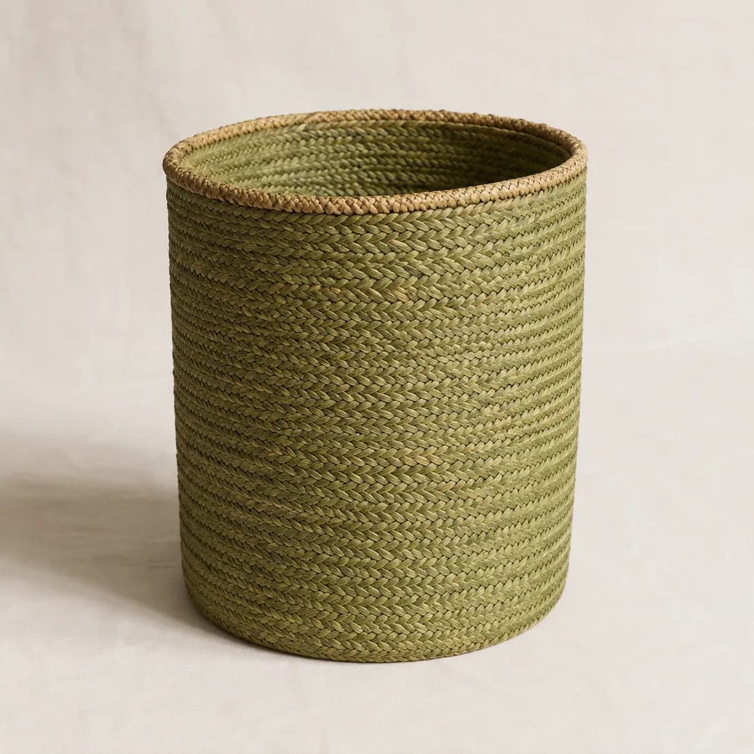 Laundry Basket Ø40 H55 — Seagrass, shown empty on a plain linen-white background