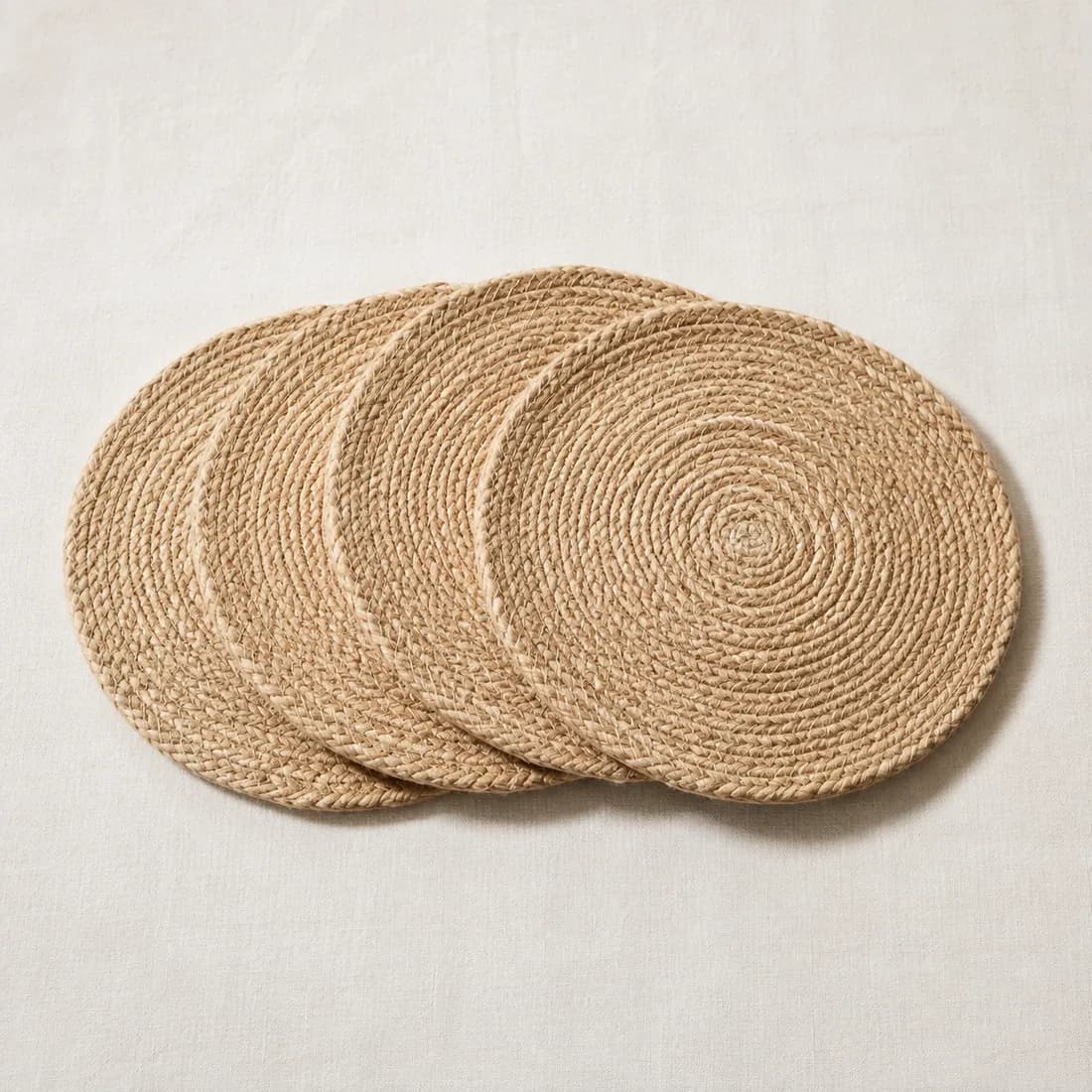 Placemat Set of 4 — Jute — Jute weave, shown empty on a plain background